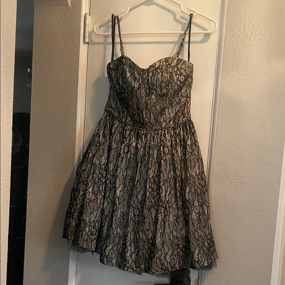 Black Lace corset Dress with tulle